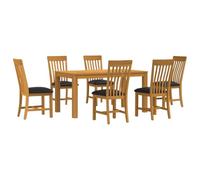 vidaXL Ensemble de Salle à Manger 7 pc Noir Bois de chêne Massif