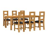 vidaXL Ensemble de Salle à Manger 7 pc Noir Bois de chêne Massif