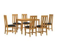 vidaXL Ensemble de Salle à Manger 7 pc Noir Bois de chêne Massif