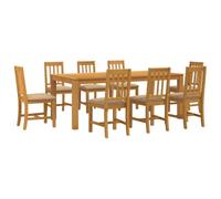 vidaXL Ensemble de Salle à Manger 9 pc Beige Bois de chêne Massif