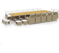 vidaXL Ensemble de salle à manger de jardin 19 pièces avec coussins en polyrotin beige