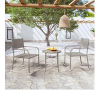 vidaXL Ensemble de jardin 3 pièces Poly rotin gris