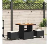 vidaXL Ensemble de jardin pour repas, 3 pièces, en résine tressée noire