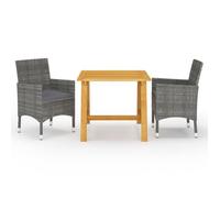 vidaXL Ensemble de Salle à Manger de Jardin 3 pcs Table et Chaises de Repas de Patio Mobilier à Dîner d'Extérieur Salon de 3068684