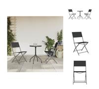 vidaXL Ensemble de salle à manger de jardin 3 pièces en acier noir - Ensembles de meubles de jardin