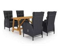 vidaXL Ensemble de Salle à Manger de Jardin 5 pcs Mobilier à Dîner d'Extérieur Mobilier de Repas de Terrasse Salon de Jardin 3068742 Noir G