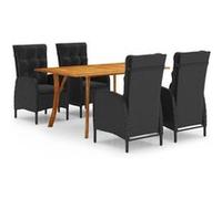 vidaXL Ensemble de salle à manger de jardin 5 pcs Noir Noir