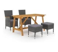 vidaXL Ensemble de Salle à Manger de Jardin 5 pcs Salon de Jardin Mobilier à Dîner d'Extérieur Mobilier de Repas de Patio 3068748 Gris G