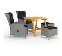 vidaXL Ensemble de Salle à Manger de Jardin 5 pcs Table et Chaises de Repas de Patio Mobilier à Dîner d'Extérieur 3068729 Gris G
