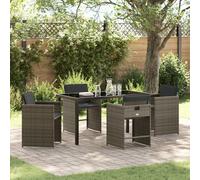 Vidaxl Ensemble De Salle À Manger De Jardin 5 Pièces Avec Coussins Gris En Poly Rotin