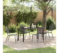Vidaxl Ensemble De Salle À Manger De Jardin 5 Pièces Gris Foncé En Acier