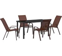 vidaXL Ensemble de salle à manger de jardin 5 pièces Marron et noir
