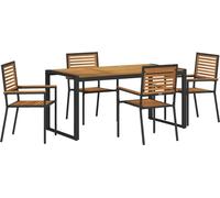 vidaXL Ensemble de salle à manger de jardin 5 pièces Noir et marron Poly-rotin