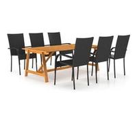 vidaXL Ensemble de Salle à Manger de Jardin 7 pcs Mobilier à Dîner d'Extérieur Table et Chaises de Repas de Terrasse Salon de Jardin Patio Noir Noir G