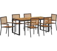 vidaXL Ensemble de salle à manger de jardin 7 pièces Noir et marron Poly-rotin