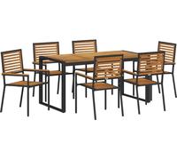 vidaXL Ensemble de salle à manger de jardin 7 pièces Noir et marron Poly-rotin