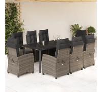 vidaXL Ensemble de salle à manger de jardin - 9 pièces - Gris