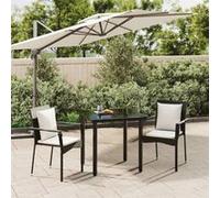 vidaXL Ensemble de jardin 3 pièces Poly Rattan avec coussins Noir
