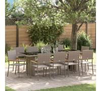 Vidaxl Ensemble De Salle À Manger De Jardin De 11 Pièces En Poly Ratán Gris