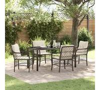vidaXL Ensemble de salle à manger de jardin de 5 pièces avec coussins Marron Poly Rotin 3380214 Marron