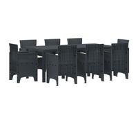 Vidaxl Ensemble De Salle À Manger De Jardin De 9 Pièces Avec Coussins Anthracite En Poly Rotin