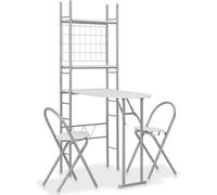 vidaXL Ensemble de salle à manger pliable avec étagère 3 pièces MDF acier gris Ensemble de salle à manger