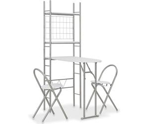 vidaXL Ensemble de salle à manger pliable avec étagère 3 pièces MDF acier gris Ensemble de salle à manger