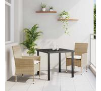 vidaXL Ensemble de salle à manger pour jardin 3 pcs Beige polyrotin