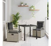 vidaXL Ensemble de salle à manger pour jardin 3 pcs Gris clair