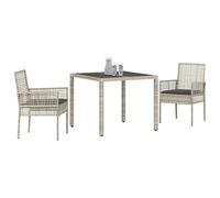vidaXL Ensemble de jardin 3 pcs gris clair Poly-Rotin