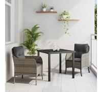 vidaXL Ensemble de salle à manger pour jardin 3 pcs Gris polyrotin