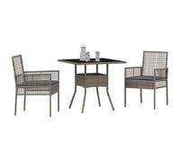 vidaXL Ensemble de jardin 3 pcs Gris Poly-Rotin