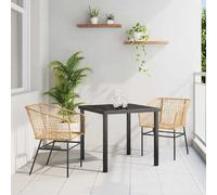 vidaXL Ensemble de salle à manger pour jardin 3 pcs Marron polyrotin