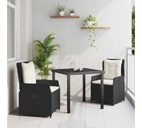 vidaXL Ensemble de salle à manger pour jardin 3 pcs Noir polyrotin