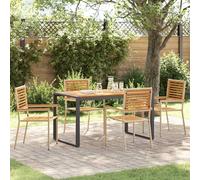 vidaXL Ensemble de salle à manger pour jardin 5 pcs Beige et Marron