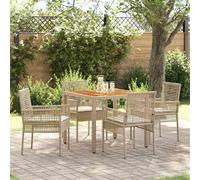 vidaXL Ensemble de salle à manger pour jardin 5 pcs Beige polyrotin