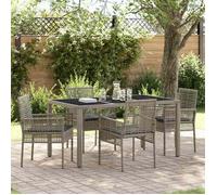 vidaXL Ensemble de salle à manger pour jardin 5 pièces en polyrotin gris