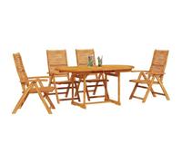 vidaXL Ensemble de Salle à Manger pour Jardin 5 pcs Marron, Ensemble Repas en Acacia pour Jardin et terrasse, Meubles d'extérieur rustiques, Table Pliante, sièges Beiges
