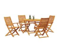 vidaXL Ensemble de Salle à Manger pour Jardin 5 pcs Marron, Mobilier de Jardin et terrasse, Ensemble Table et chaises en Bois Massif, Style Rustique