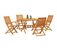 vidaXL Ensemble de Salle à Manger pour Jardin 5 pcs Marron, Mobilier de Jardin et terrasse, Ensemble Table et chaises en Bois Massif, Style Rustique