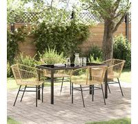 vidaXL Ensemble de salle à manger pour jardin 5 pcs Marron polyrotin