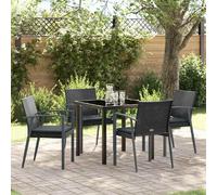 vidaXL Ensemble de salle à manger de jardin 5 pièces noir et gris en rotin PE