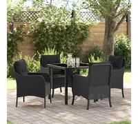 vidaXL Ensemble de salle à manger pour jardin 5 pcs Noir polyrotin
