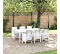 Ensemble de salon de jardin vidaXL, 7 pièces, blanc, polypropylène