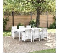 Ensemble de salon de jardin vidaXL, 7 pièces, blanc, polypropylène