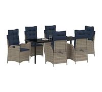 vidaXL Ensemble de Salle à Manger pour Jardin 7 pcs Gris et Noir Rotin, Ensemble Repas Moderne pour Jardin et terrasse, chaises ergonomiques, mobilier en rotin résistant, Dossier Ajustable