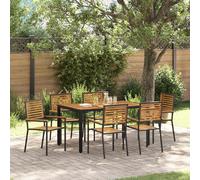 vidaXL Ensemble de salle à manger pour jardin 7 pcs Noir et Marron
