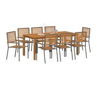 vidaXL Ensemble de Salle à Manger pour Jardin 9 pcs Gris, Ensemble de Jardin élégant, mobilier Moderne extérieur, Table résistante aux intempéries, chaises empilables pour terrasse