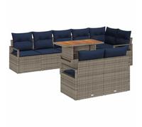 vidaXL Ensemble de Salle à Manger pour Jardin 9 pcs Gris et Marine, Canapé Modulable Moderne pour Jardin et Terrasse, Résistant aux UV, Lourd et Léger, Parfait pour Se Détendre en Extérieur