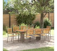vidaXL Ensemble de salle à manger pour jardin 9 pcs Gris et marron